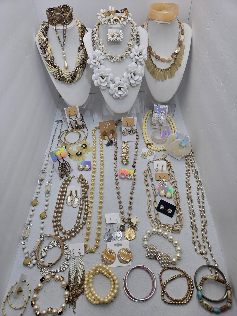 HUGE ​50pc Vintage & Modern Jewelry Lot CHICO'S Napier J CREW Necklace Earrings